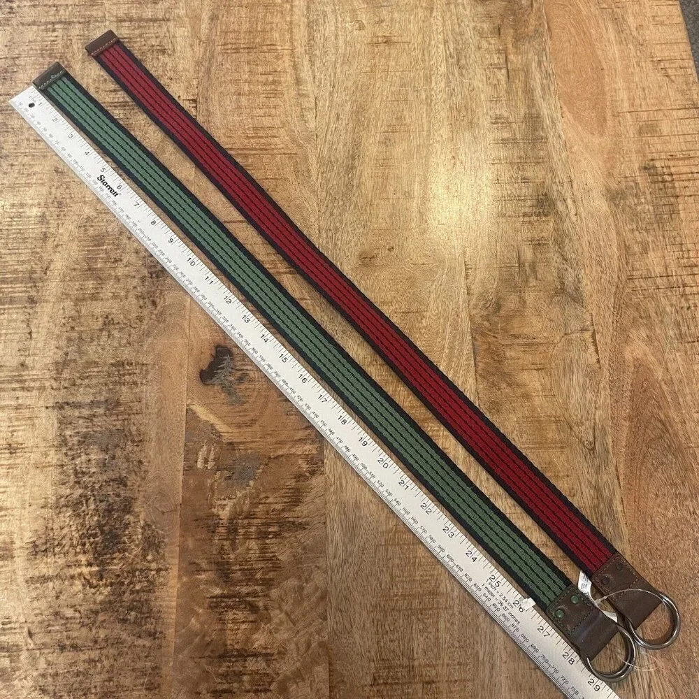 The Childrens Place Boys Size 4-7 belts (2) red green woven fabric NWOT 28”